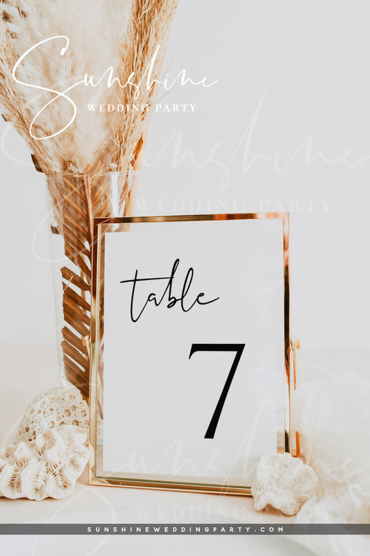Wedding Table Number Sign, DIY Printable Table Number Card, Editable Template