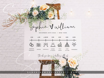 Wedding Itinerary Sign, Printable Timeline Sign, Order of Events Sign, Editable Template