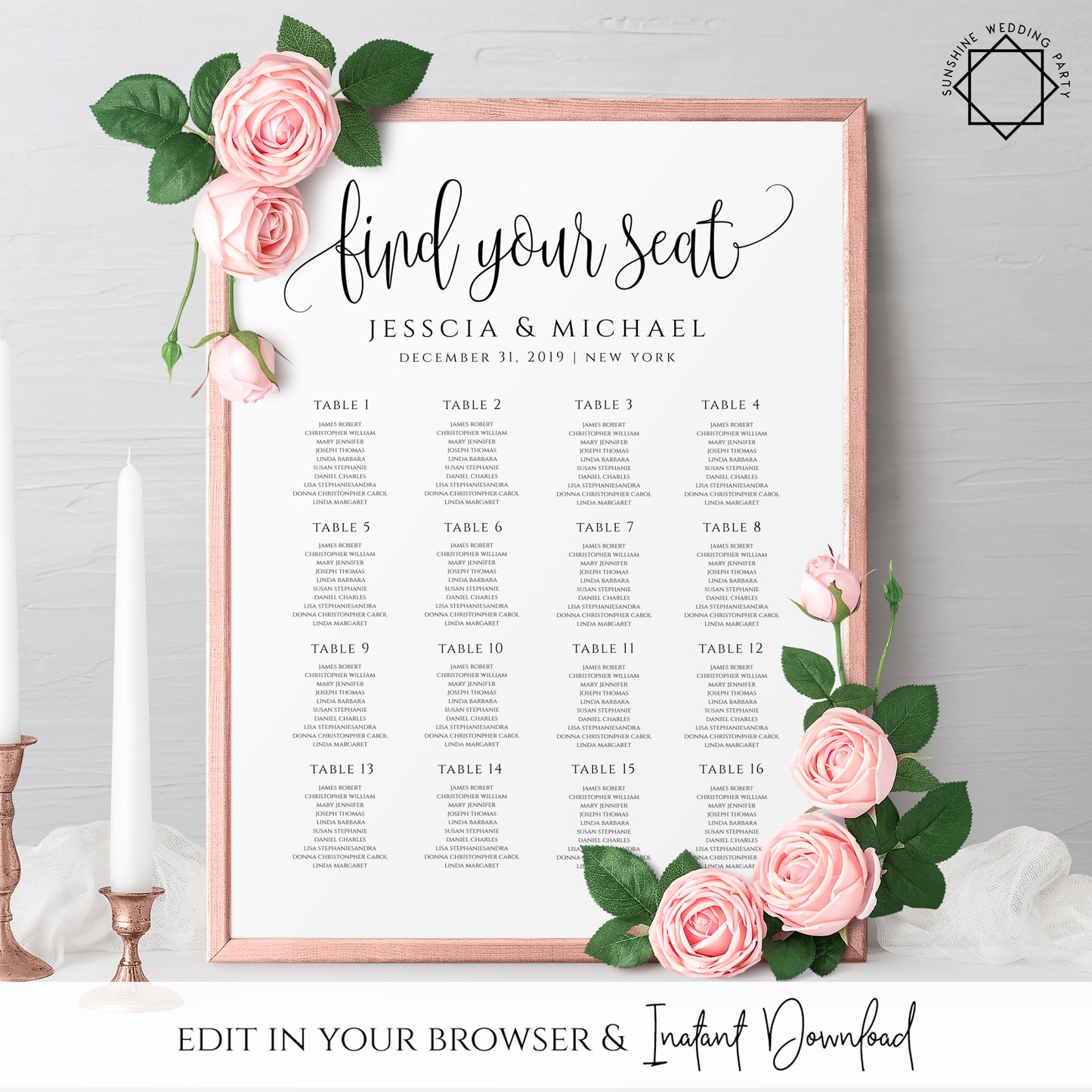 Rustic Wedding Seating Chart Template