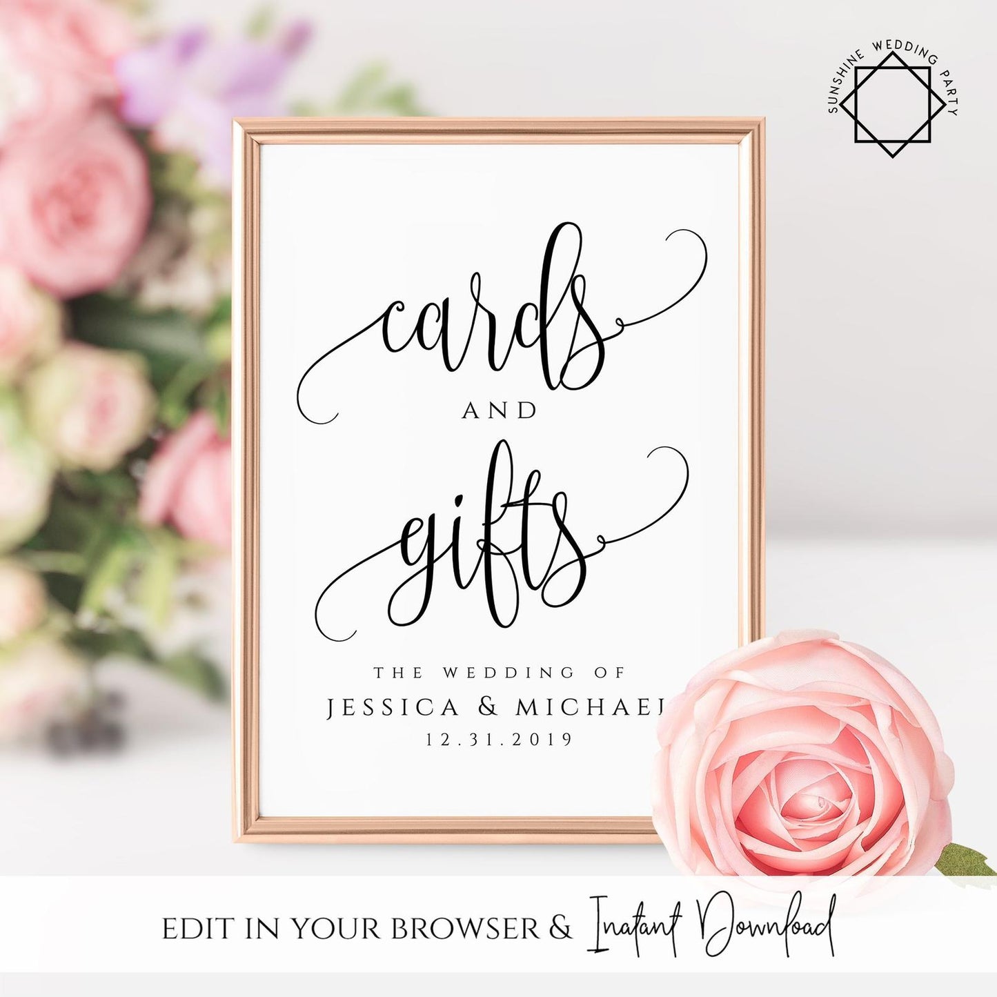 Wedding Cards and Gifts Sign Template