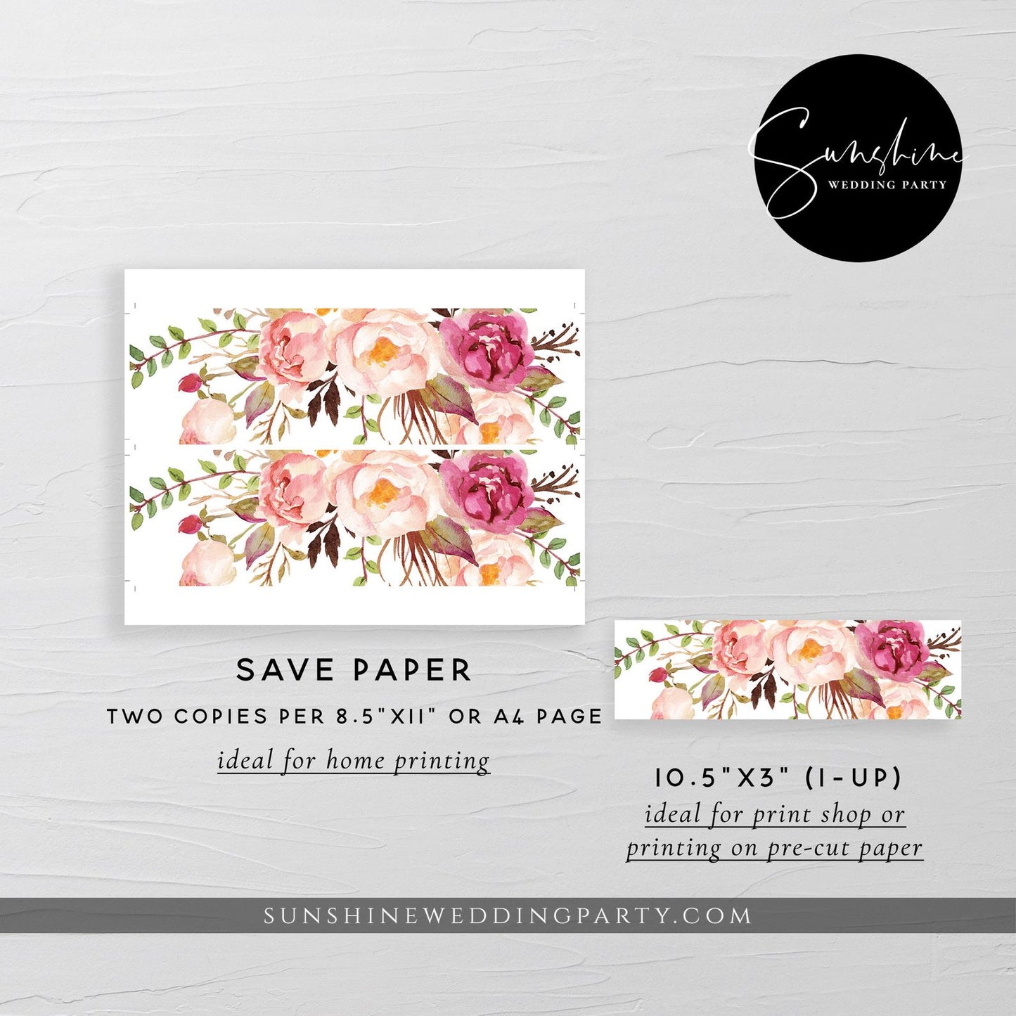Marsala Red Pink Floral Wedding Bellyband Template